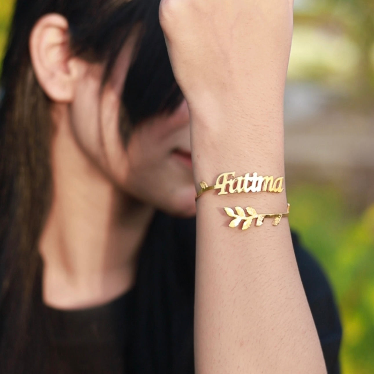 Name Leaf Bail Bangle