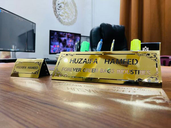 Customised Name Plated With Stationry Holder & Visiting Card Holder